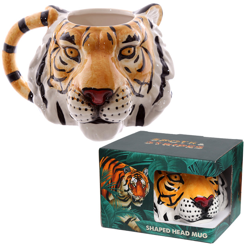 Ceramic Shaped Head Mug - Tiger