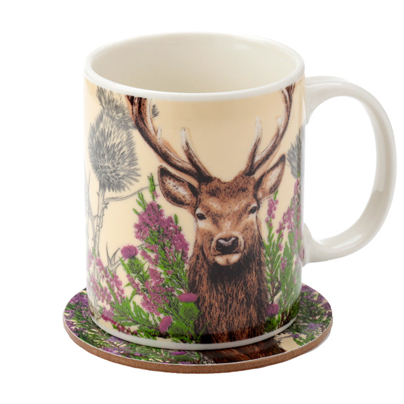 Porcelain Mug & Coaster Set - Wild Stag