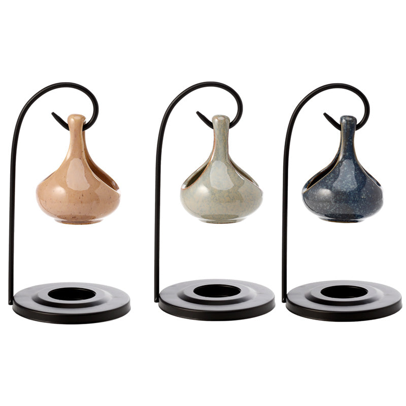 Hanging Teardrop Ceramic Oil Burner with Metal Stand