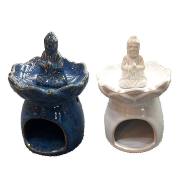 Porcelain Oil Burner - Eden Thai Buddha Lotus Flower