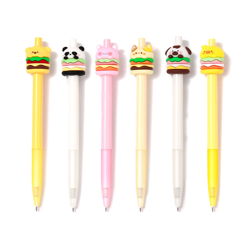 Fine Tip Pen with Topper - Foodiemals Cute Hamburger x36