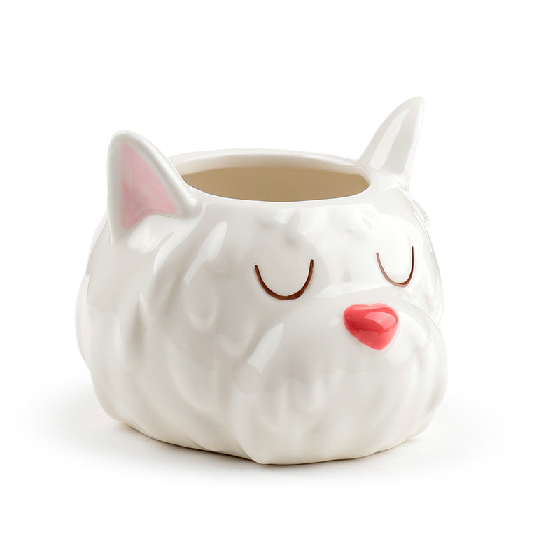 Decorative Ceramic Indoor Shaped Planter - Westie Dog Head