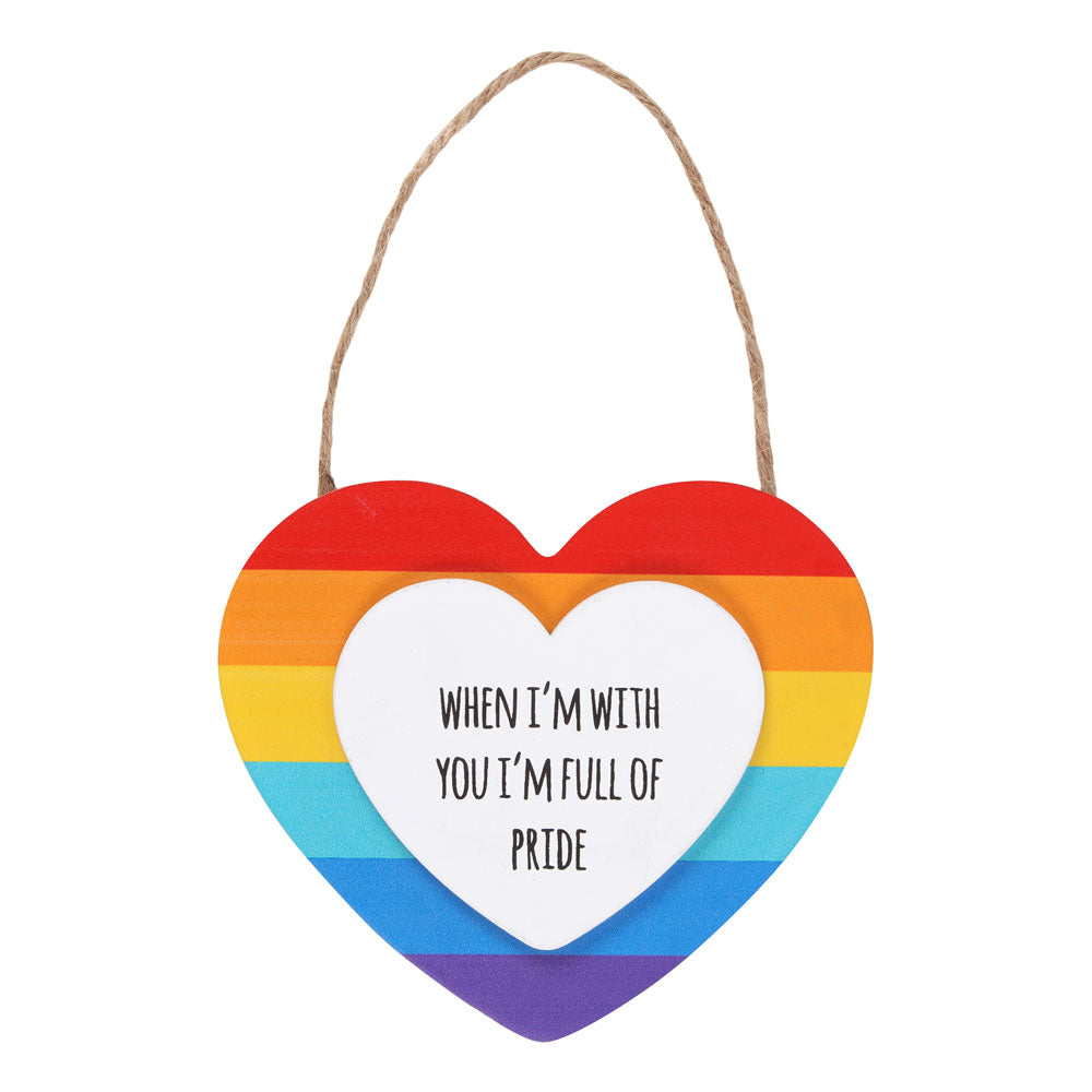 Pride Hanging Rainbow Heart Sign