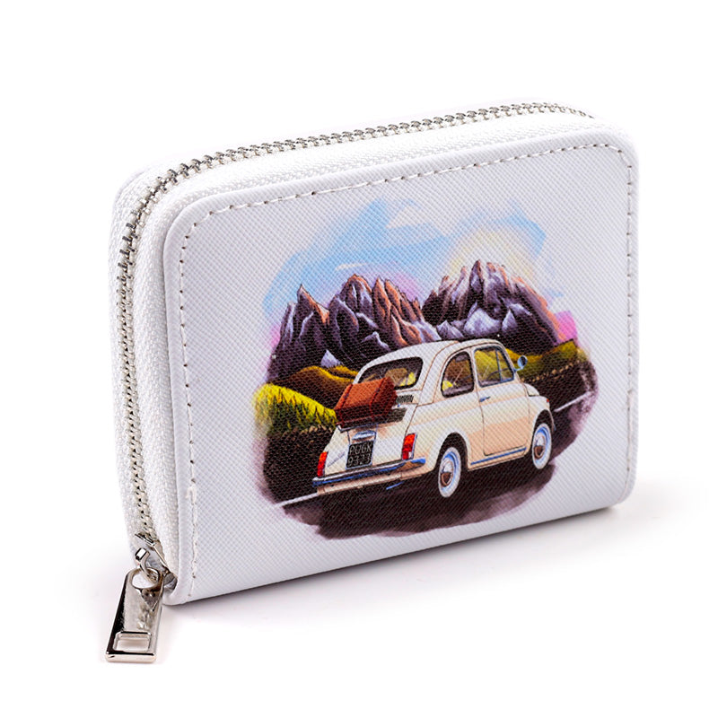 Small Zip Around Wallet - Fiat 500 Mountain Scene