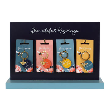 Set of 24 Bee-utiful Keyrings on Display