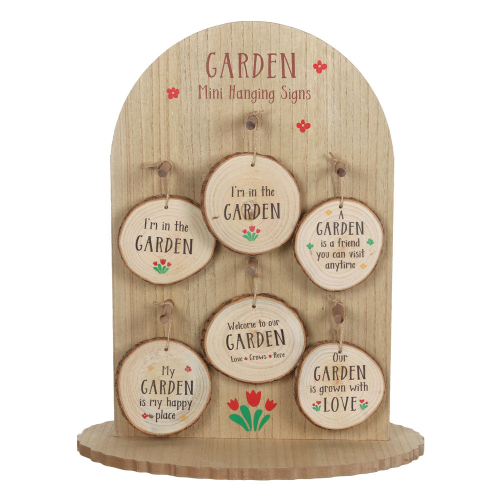 Garden Wood Slice Mini Hanging Sign Display