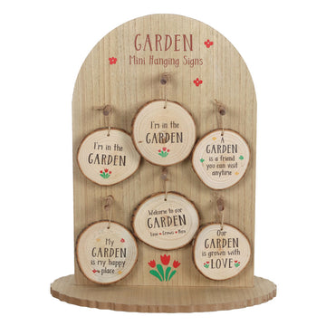 Garden Wood Slice Mini Hanging Sign Display