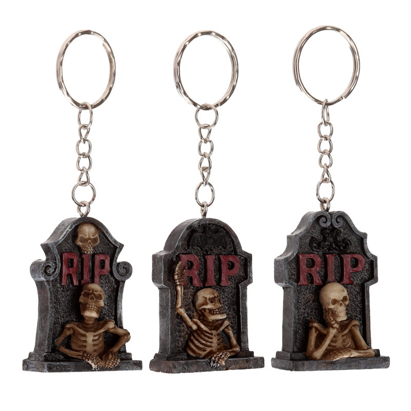 Novelty Keyring - Skeleton RIP Tombstone