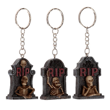 Novelty Keyring - Skeleton RIP Tombstone