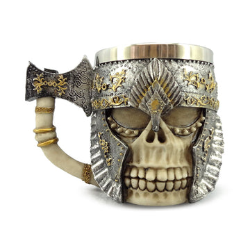 Decorative Tankard - Axe Handle Armoured Skull