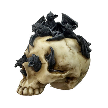 Decorative Ornament - Skull with Bats Crawling Inside