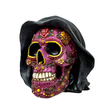 Decorative Ornament - Day of the Dead Purple Skull with Hood