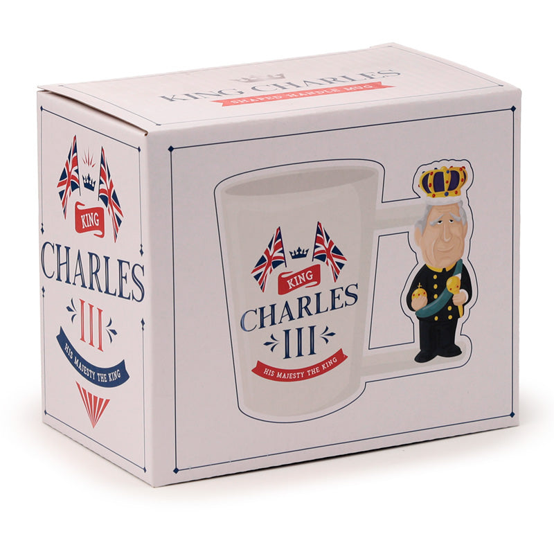 Novelty Ceramic Mug with King Charles III Shaped Handle