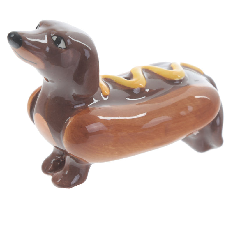 Cute Ceramic Sausage Dog and Mustard Salt and Pepper Set