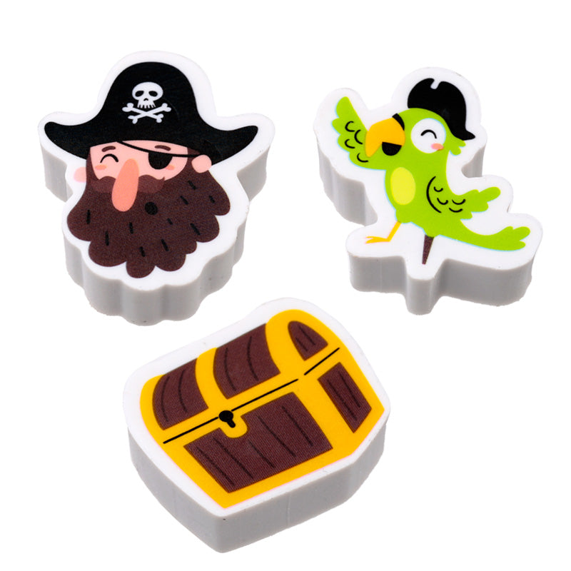 Eraser 3 Piece Set - Jolly Rogers Pirate