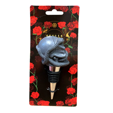 Novelty Bottle Stopper - Skulls and Roses Skull and Snake