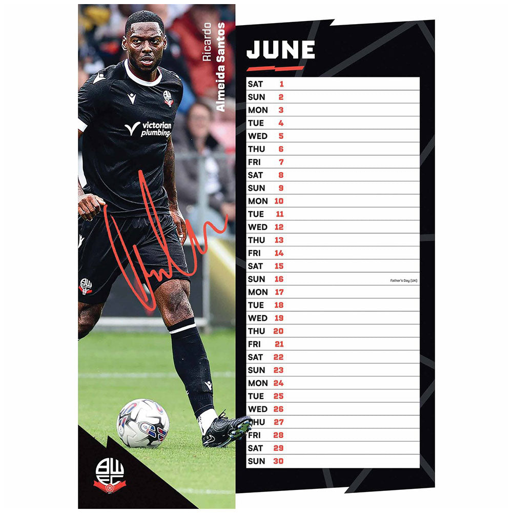 Bolton Wanderers FC A3 Calendar 2024 - Officially licensed merchandise.