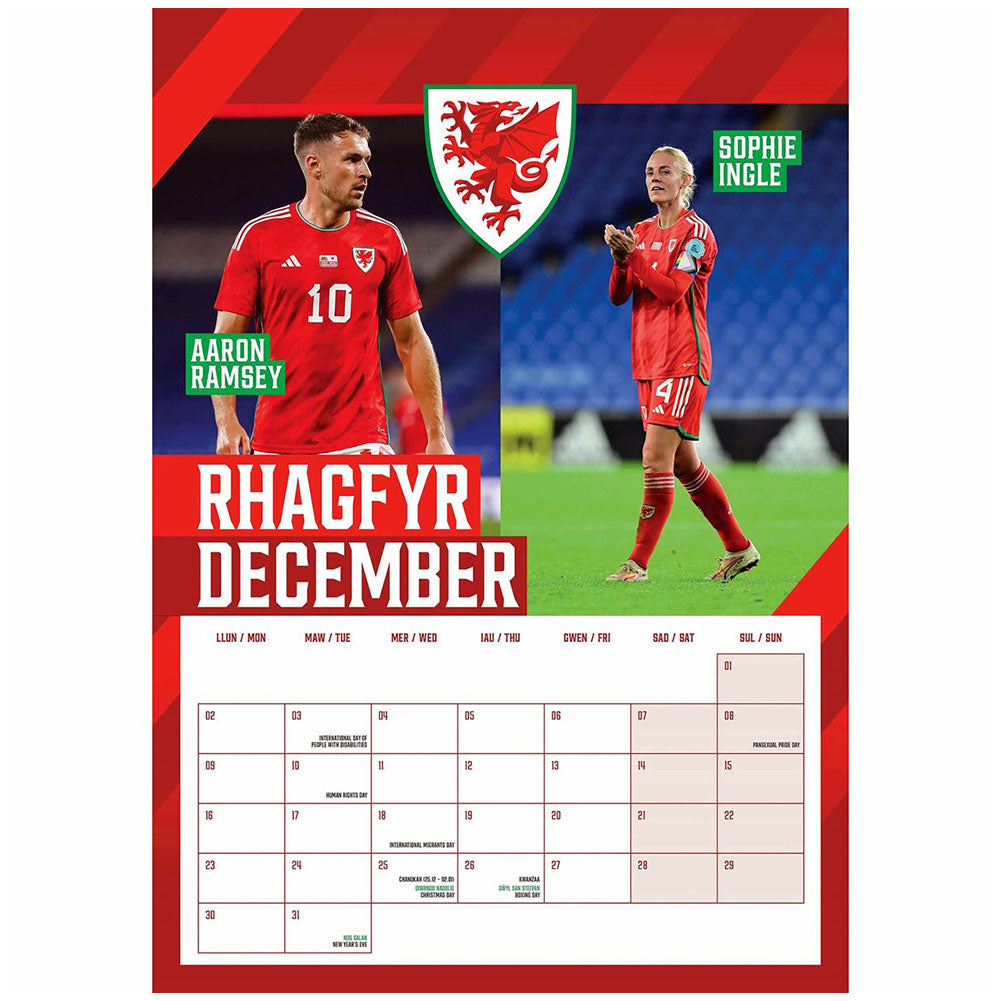 Wales FA A3 Calendar 2024 - Officially licensed merchandise.