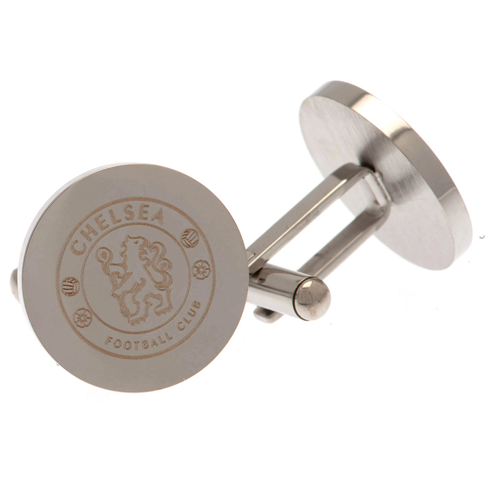 Chelsea FC Stainless Steel Round Cufflinks - Officially licensed merchandise.