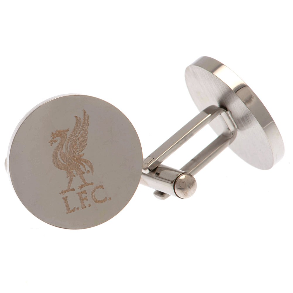 Liverpool FC Stainless Steel Round Cufflinks - Officially licensed merchandise.