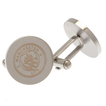 Manchester City FC Stainless Steel Round Cufflinks - Officially licensed merchandise.