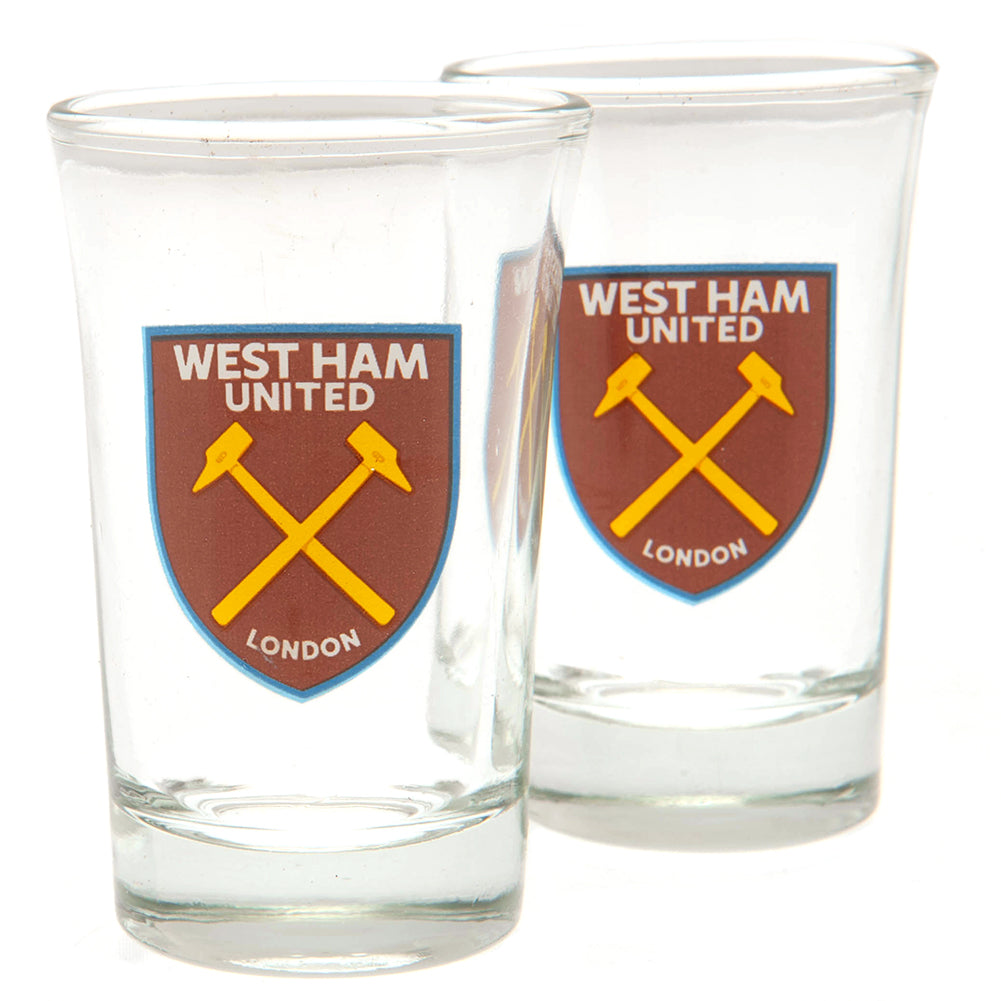 West Ham United FC 2pk Shot Glass Set - Officially licensed merchandise.