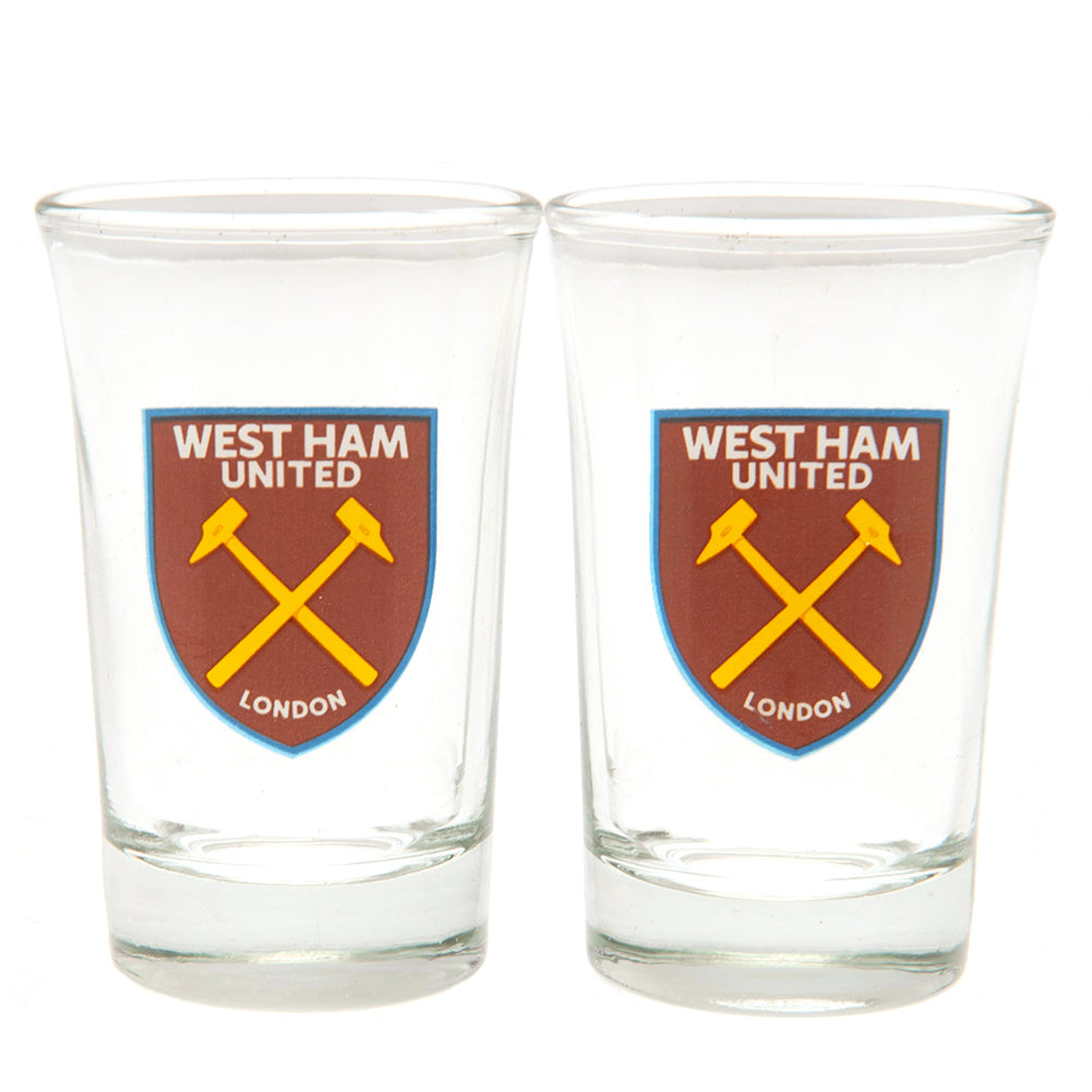 West Ham United FC 2pk Shot Glass Set - Officially licensed merchandise.