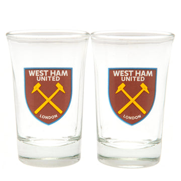 West Ham United FC 2pk Shot Glass Set - Officially licensed merchandise.