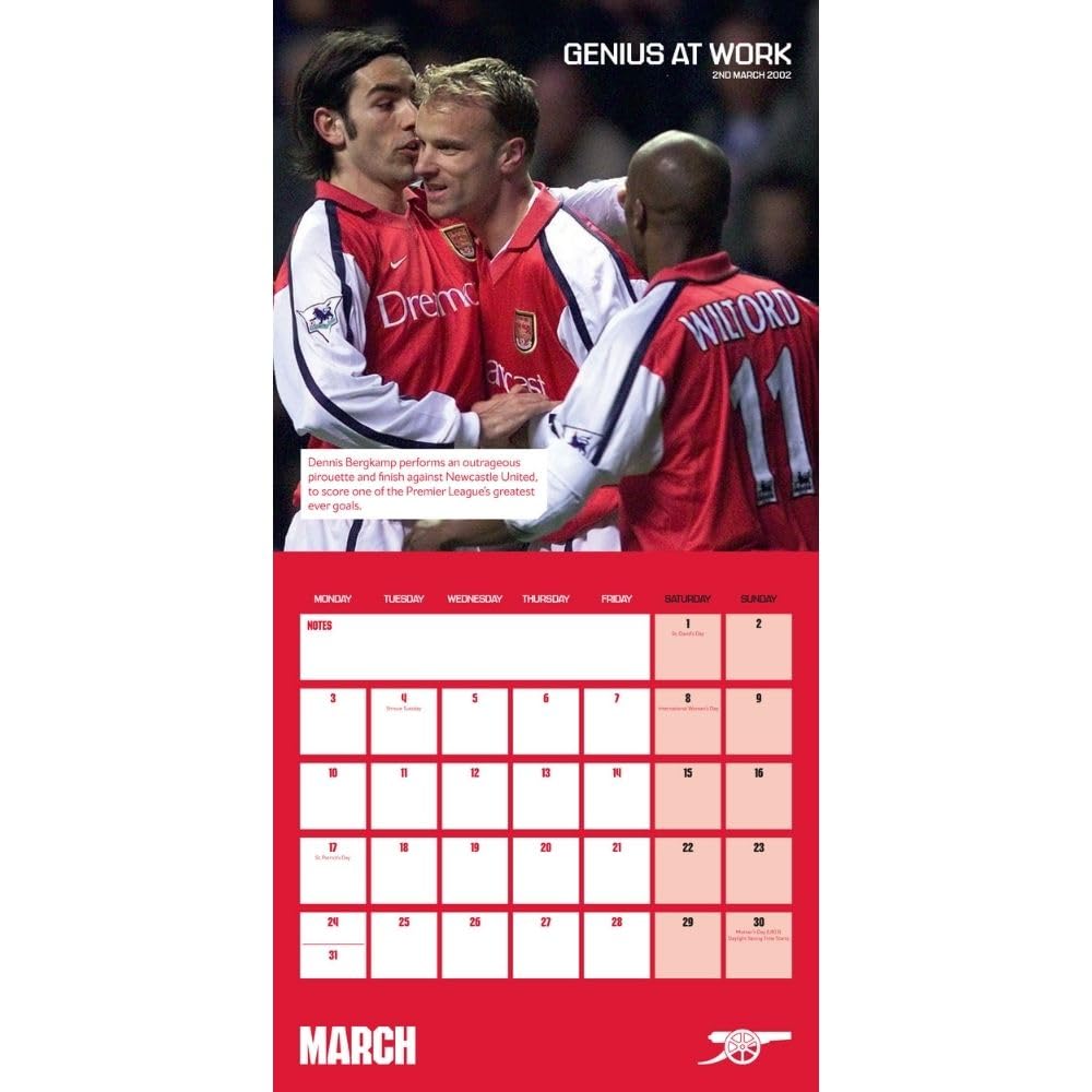 Arsenal FC Legends Square Calendar 2025