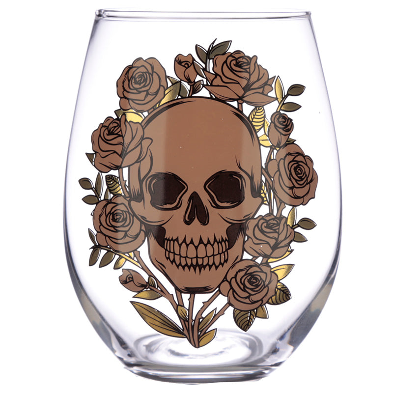 Fun Skulls & Roses Glass Tumbler Set of 2