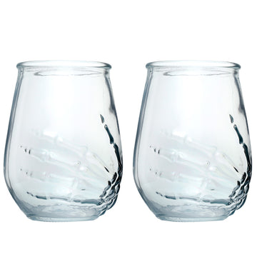 Skeleton Hand Set of 2 Glass Tumblers