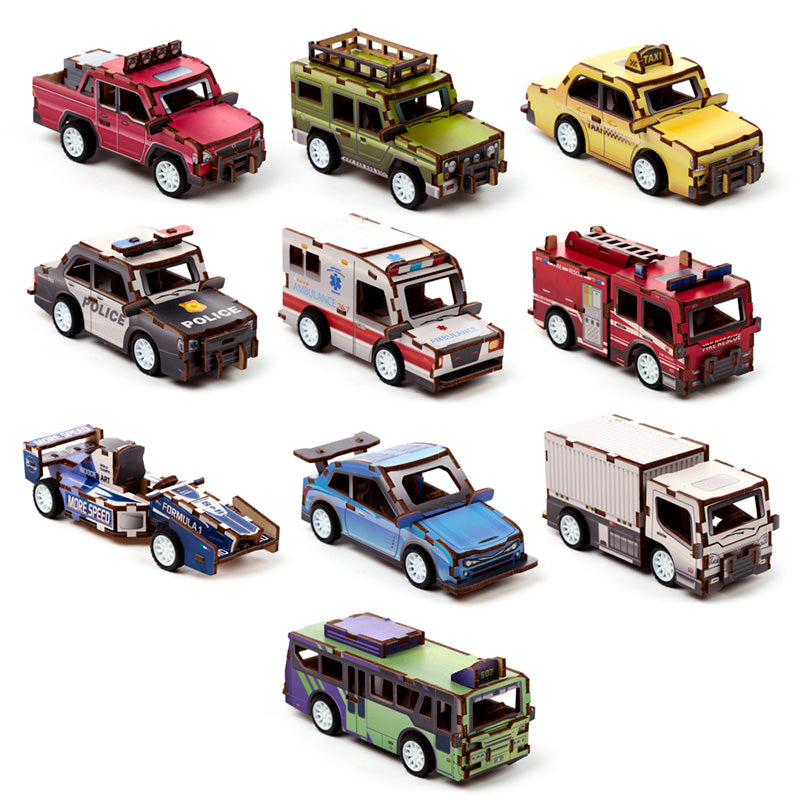 24pc 3D Kids Wooden Jigsaw Puzzle - Motor Vehicles