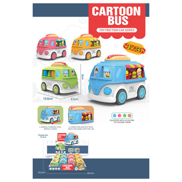 Fun Kids Friction Action Toy - Cartoon Food Truck x12