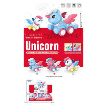 Press & Go Action Toy - Winged Unicorn x12