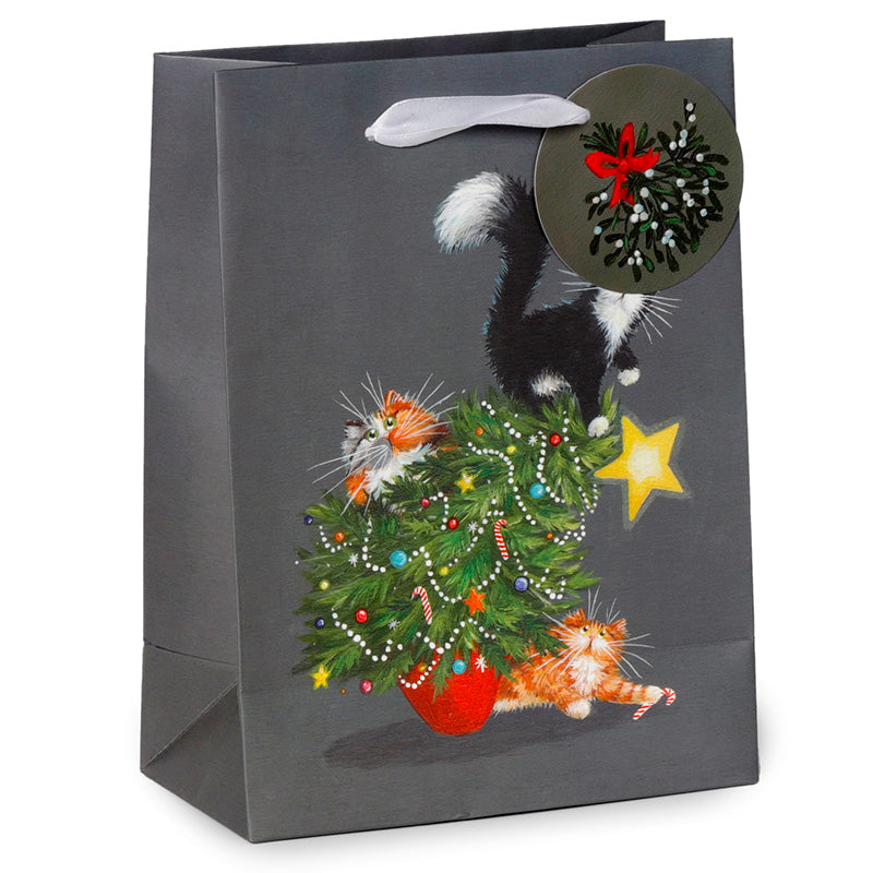 Christmas Gift Bag (Medium) - Kim Haskins Christmas Tree Catastrophe Cats