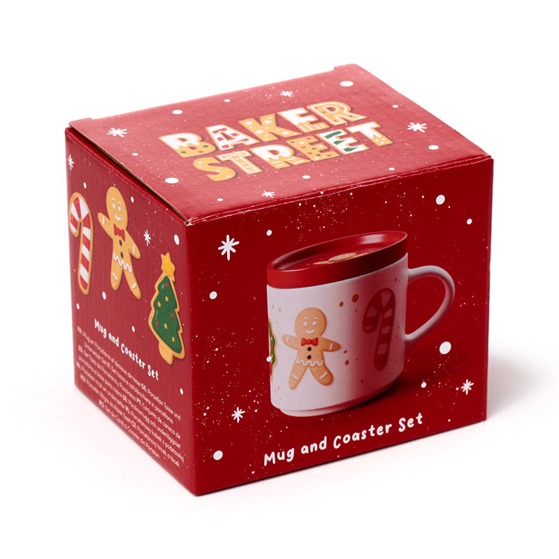 Porcelain Mug & Coaster Lid Set - Christmas Baker Street