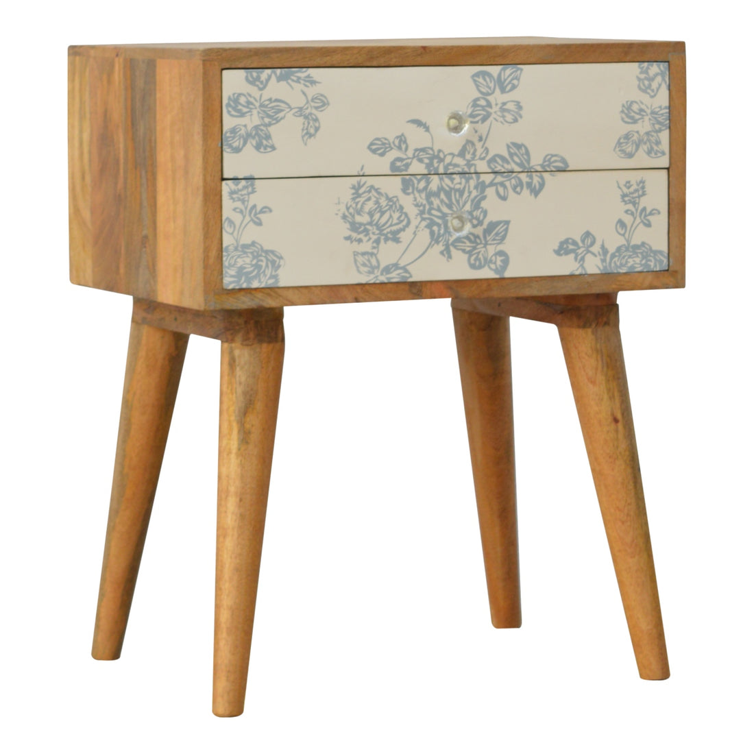 Blue Floral Screen Printed Bedside