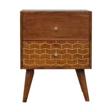 Gold Art Pattern 2 Drawer Bedside