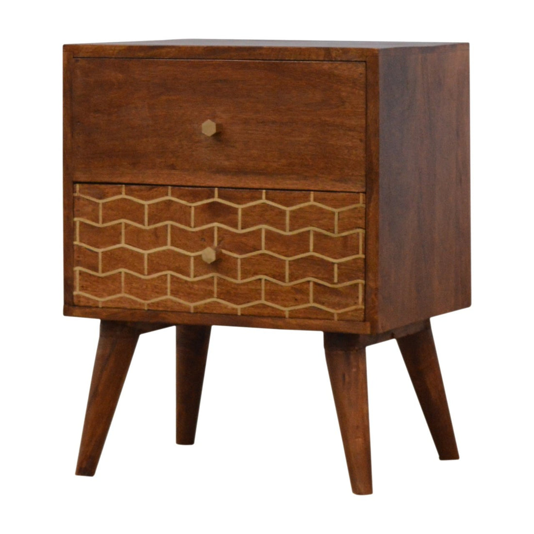 Gold Art Pattern 2 Drawer Bedside