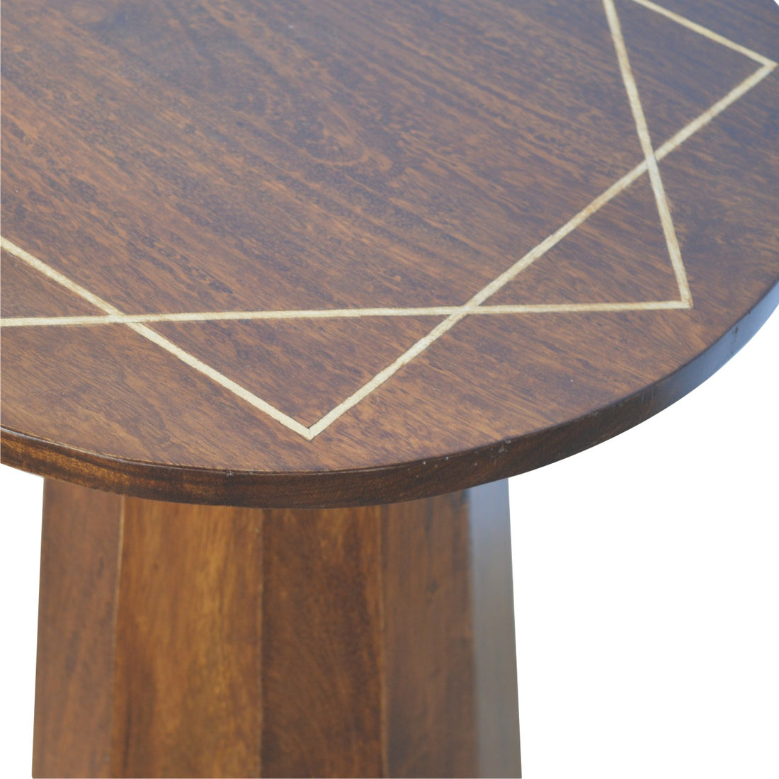 Geometric Brass Inlay End Table