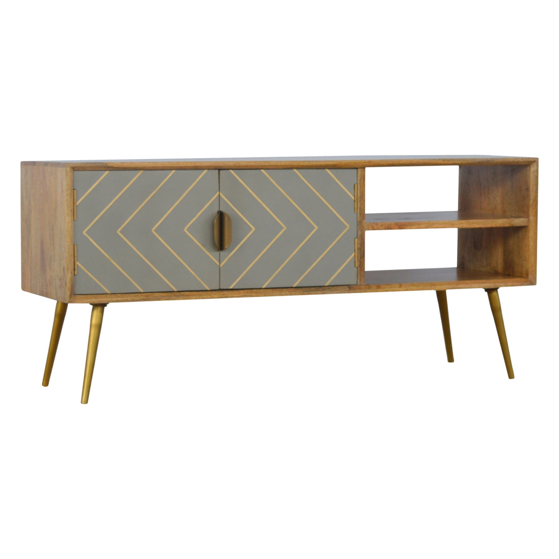 Sleek Cement Brass Inlay Media Unit