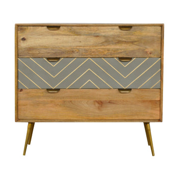 Sleek Cement Brass Inlay Chest