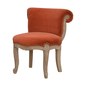 Brick Red Velvet Studded Chair