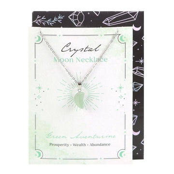 Green Aventurine Crystal Moon Necklace on Greeting Card