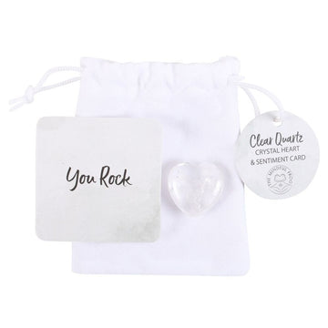 You Rock Clear Quartz Crystal Heart in a Bag