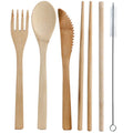 100% Natural Bamboo Cutlery 6 Piece Set - Mopps Pug-