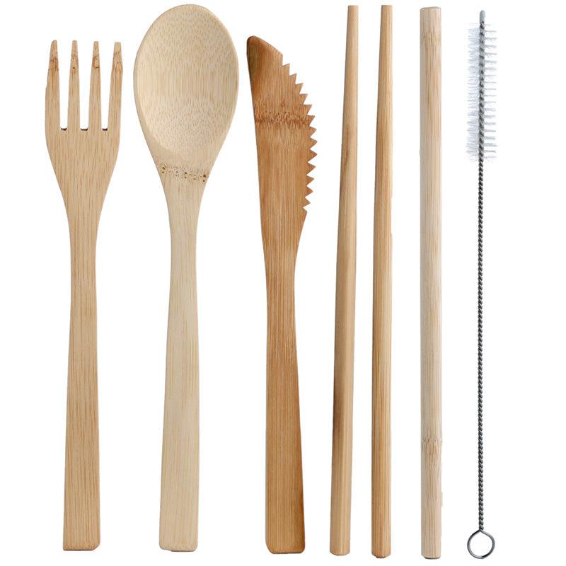 100% Natural Bamboo Cutlery 6 Piece Set - Mopps Pug-