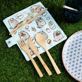 100% Natural Bamboo Cutlery 6 Piece Set - Pusheen the Cat Foodie-