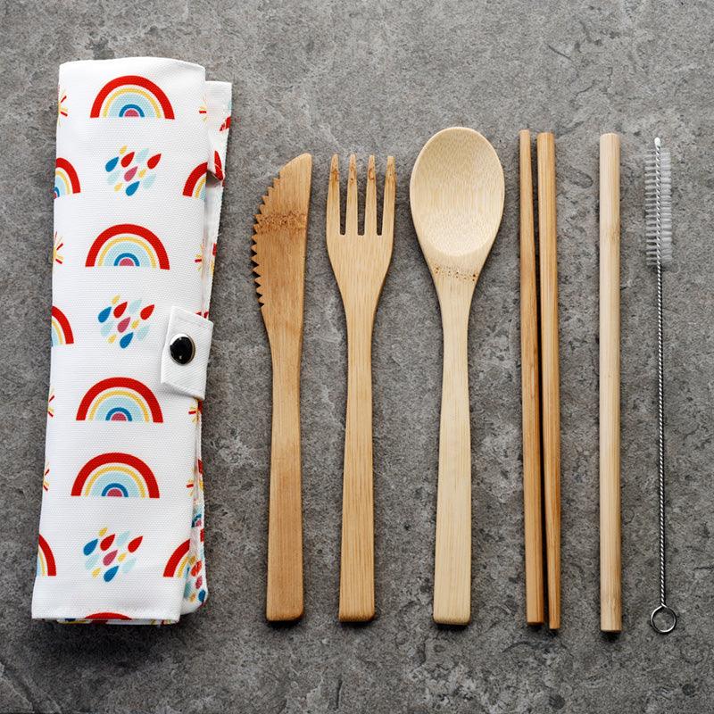 100% Natural Bamboo Cutlery 6 Piece Set - Somewhere Rainbow-