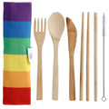 100% Natural Bamboo Cutlery 6 Piece Set - Somewhere Rainbow Stripes - £9.99 - 